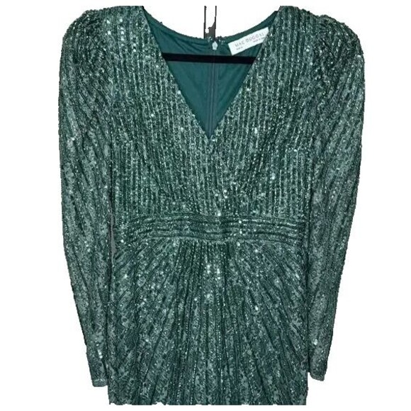 Mac Duggal 93676 Beaded Lace Long Sleeve Formal Gown Dress Green 18 NWT $458 - Picture 5 of 8